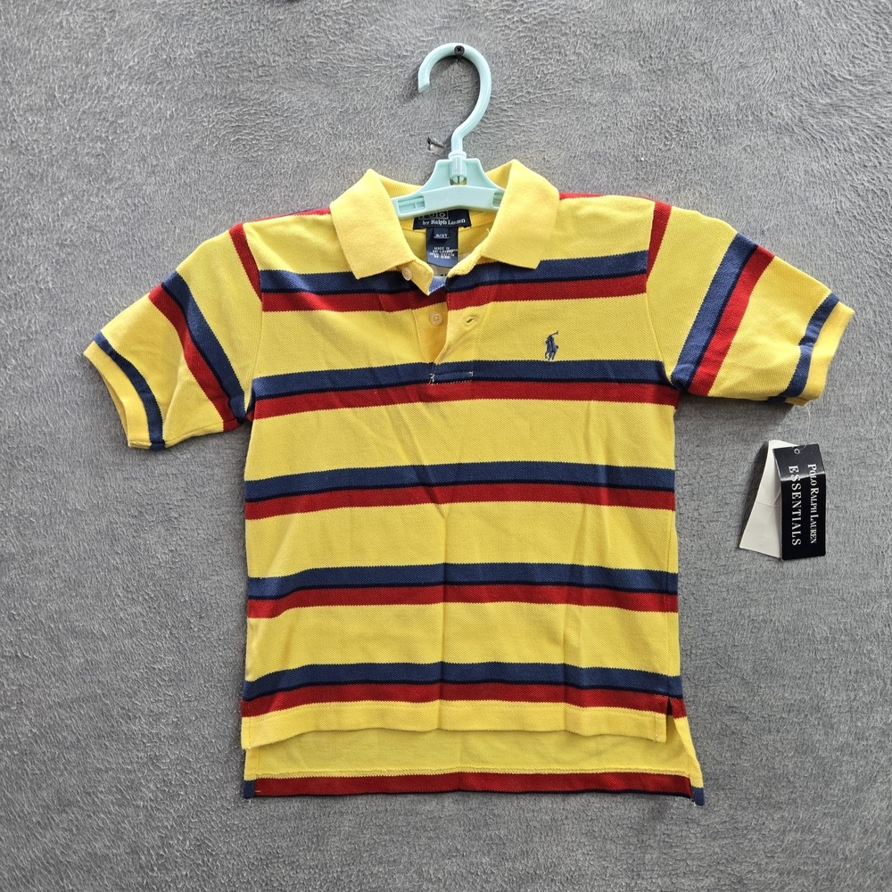 Polo Ralph Lauren Boys Polo 3/3T Yellow Rugby Embroidered Striped NWT